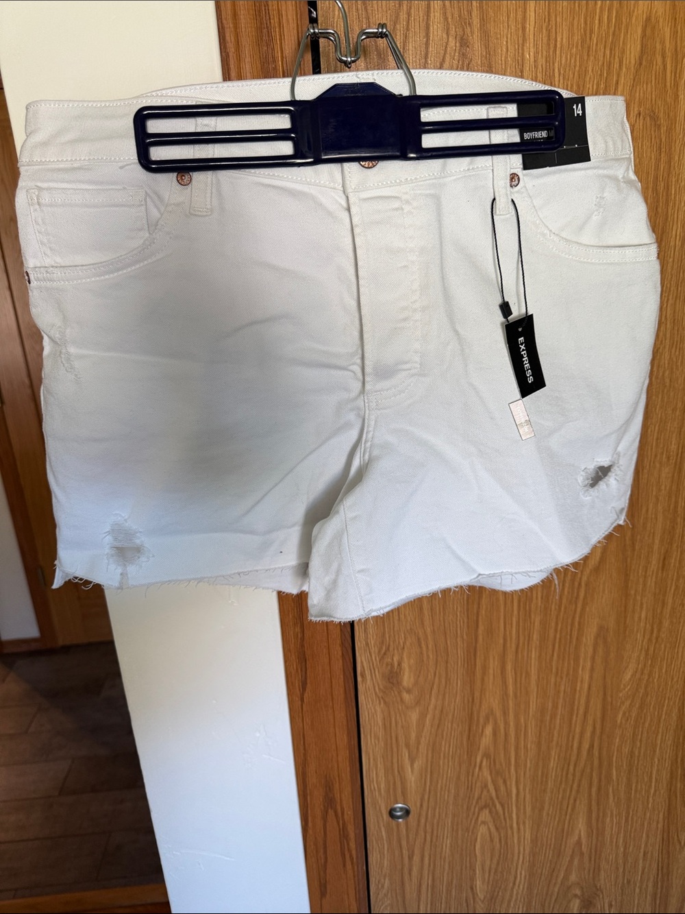 Express White Distressed Denim Jean Shorts - Women